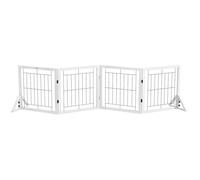 Barrière de sécurité - PawHut - pour chien protection 4 panneaux pliante clôture habitat - bois - 280x44x70cm - blanc