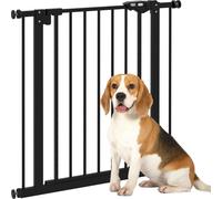 Barrière de sécurité PawHut pour chiens, 74-80 cm, barrière d'escalier pour animaux domestiques, barrière de sécurité sans perçage, métal, plastique, noir