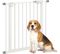 Barrière de sécurité PawHut pour chiens, 74-80 cm, barrière d'escalier pour animaux domestiques, barrière pour chiens, barrière de sécurité sans perçage, métal, plastique, blanc