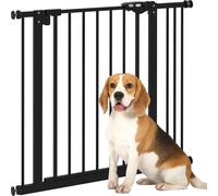 Barrière de sécurité PawHut pour chiens, 74-87 cm, barrière d'escalier pour animaux domestiques, barrière pour chiens avec extension, barrière de sécurité sans perçage, métal, plastique, noire