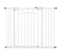 Barrière de sécurité PawHut pour Chiens avec Deux Extensions, barrière de sécurité pour Chiens avec Porte à Fermeture Automatique, Ouverture d'une Seule Main, 74-100 cm, pour Chiens de Petite et