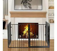 Barrière de Sécurité Pliable Grande Version Barrière de Protection cheminée 4 Panneaux Pré-assemblé,Barrière de Sécurité Clôture Cheminée pour Enfant Chien Chat Pare-Feu