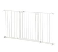 Barrière De Sécurité Pliable Pour Chien - 3 Panneaux, Porte Verrouillable - Dim. 206l X 120h Cm - Acier Pp Blanc