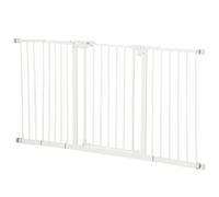 Barrière De Sécurité Pliable Pour Chien - 3 Panneaux, Porte Verrouillable - Dim. 206l X 120h Cm - Acier Pp Blanc