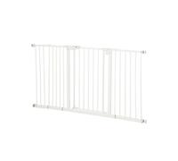 Barrière de sécurité pliable pour chien - 3 panneaux, porte verrouillable - dim. 206L x 120H cm - acier PP blanc