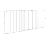 Barrière De Sécurité Pliable Pour Chien - 3 Panneaux, Porte Verrouillable - Dim. 206l X 90h Cm - Acier Pp Blanc