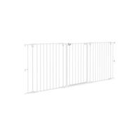 Barrière De Sécurité Pliable Pour Chien - 3 Panneaux, Porte Verrouillable - Dim. 206l X 90h Cm - Acier Pp Blanc