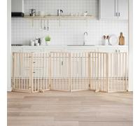 Barrière de sécurité pliable pour chien avec porte - 6 panneaux de 300 cm - En bois de peuplier - Robuste - Avec pieds et serrure stables - Peu encombrante - Pour salon, cuisine, escalier