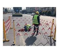 Barrière de sécurité portable pour piétons, barrière de circulation extensible, barrière de sécurité mobile pour garages, écoles, centres commerciaux (couleur : rouge et blanc, taille : 1,2 x 4,5 m)