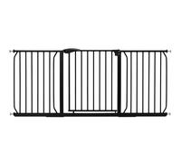 ib style Barrière de Sécurité Berrin XXL 85-185 - Passage Extra-Large, Installation Facile sans Perçage, Portes et Escaliers, pour Enfants 6 a 24 Mois, 175-185 cm, Noir