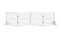 PawHut Barrière de sécurité pour Chien barrière de Protection à 4 Panneaux Pliante clôture pour Animal Domestique en Bois - dim. 280 x 44 x 70 cm Blanc