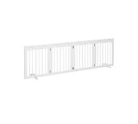 Pawhut Barrière de sécurité modulable pour animaux pliable 4 panneaux bois de pin 204x30x61 cm Blanc