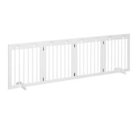 PawHut Barrière de sécurité barrière modulable Pliable pour Animaux de Compagnie 4 Panneaux en Bois de pin Massif 204 x 30 x 61 cm Blanc