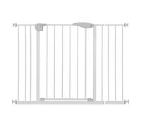 Barrière de sécurité pour Animaux de Compagnie 75-115 cm, avec Petite barrière, Hauteur 76 cm, Extensions et Montage sans perçage, en métal et Plastique, pour escaliers et Chiens, Blanche