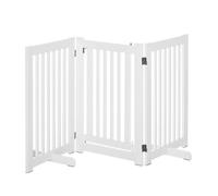 PawHut Barrière de sécurité Chien barrière modulable Pliable barrière Chien à Poser avec Porte verrouillable intégrée 155 x 35,5 x 76 cm MDF Blanc
