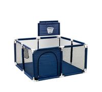 Barrière de sécurité pour bébé, design de style cartoon, coins de protection élevés, bleu-S