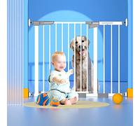 Barrière de Sécurité pour Bébé Extensible,Barrière pour Bébé et pour Les Chiens,Barrière Escalier avec Barre de Seuil Ultra Plate,Fermeture Automatique,avec Accessoires,Blanc (189-196cm/74-77in)