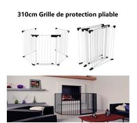 Barrière de sécurité pour cheminée Willonin - Blanc - 5 pans 310cm avec porte - Pare-feu - Réglable