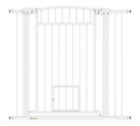 Pawhut Barrière de sécurité pour chien – ajustable 76-104x95 cm – double verrouillage – acier blanc