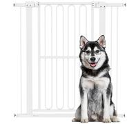 Barrière de sécurité pour chien PawHut, 76-104 cm, sans perçage, en acier, pour escaliers, porte, couloir, blanche
