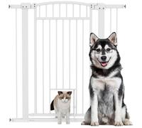 Barrière de sécurité pour chien - PawHut - largeur ajustable 76-102 cm - porte pour chat - blanc