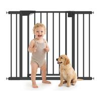 PawHut Barrière de Sécurité Chien et Enfant sans Perçage 76-102cm Noir | avec Extension, Pression, Ouverture d'Une Main, Fermeture Automatique, Double Verrouillage, Acier, pour Escalier et Porte
