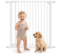 PawHut Barrière de sécurité Chien et bébés, Largeur réglable de 76 à 80 cm, barrière d'escalier à Fixation par Pression sans percer, Fermeture Automatique, Ouverture bidirectionnelle, Blanc