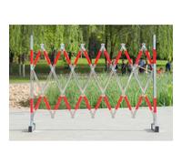 Barrière de sécurité réglable en acier inoxydable - Mobile et flexible avec roues - 1,5 x 6 m pour garages, hôtels, écoles - Couleur rouge et argent - Solution de sécurité extensible