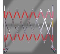 Barrière de sécurité rétractable en Acier Inoxydable - Garde-Fou Extensible pour la Construction, la signalisation routière et Les barrières de Chantier (1,2 x 1,5 m, Portable, Mobile)