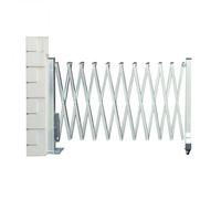 Barrière de sécurité rétractable en acier pour allées extérieures, pliable, contrôle de la circulation avec roulettes (150,1 x 100,1 cm), solution de sécurité portable durable