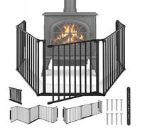 Barrière de sécurité - TECTAKE - barrière modulable - agni 5 panneaux - porte verrouillage, acier poudré, 2893x30x715 mm - noir