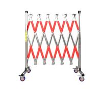 Barrière de Sécurité Télescopique en Acier Inoxydable Barrière de Sécurité Routière Rétractable avec Bandes Réfléchissantes, Système de Fermeture À Boucle et Capuchon en Caoutchouc(Red,1.2x3m)