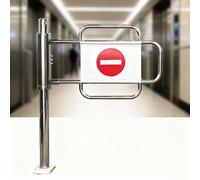 Barrière de sécurité universelle en acier inoxydable à ressort à fermeture automatique pour accès piéton, porte manuelle en métal ouverte à 90°, entrée 1 voie (100 x 100 cm)