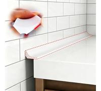 Barrière de seuil douche, barrière d'eau, bande d'étanchéité autocollante en silicone pour les comptoirs, éviers, baignoires, sols dans pièces humides (blanc 2m)