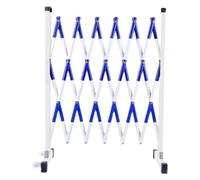 Barrière de signalisation portable extensible - Clôture de sécurité pliable avec roulettes, garde-corps télescopique GFRP pour contrôle de la circulation, facile à déplacer, bleu et blanc, 119 x 2,5