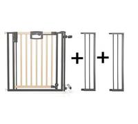 Barrière d'escalier à pression Easylock Plus bois/métal 116 cm - 124,5 cm Nature/Noir