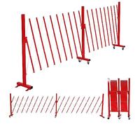 Barrière en Aluminium HWC-B34 avec roulettes Extensible 110x60-500cm Rouge-Blanc
