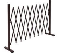 Barrière De Sécurité En Aluminium Hwc-K56, Grille De Sécurité Extensible Pivotante En Acier 103x36-265x31cm, Marron Marron