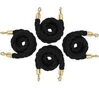 Barrière en corde de chanvre avec crochets, étalon de file d'attente torsadé pour hôtels, banques, hôpitaux et espaces publics (lot de 4, 0,6 m) - Solution de contrôle de la foule