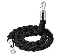 Barrière en corde de chanvre tressée, 2,5 m, corde noire, barrière de sécurité pour événements, foules et utilisation en extérieur - Options polyvalentes disponibles de 0,9 m, 1,9 m, 1,5 m, 2,4 m, 2,5
