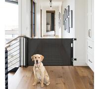 Barriere Escalier Enroulable Retractable 0-180cm, Barriere de Securite Enfant Extensible, Barriere Chien Opération à Une Main, pour Escaliers, Couloirs, Cuisine, Intérieur et Extérieur-86*180 cm-noir