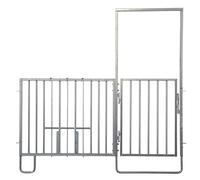 Barrière et porte 3 bacs d'alimentation zingué pour bovins Kerbl Noir 215 cm