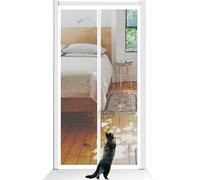 Barrière for Chat, Porte Grillagée Anti Chat 3 Tailles for Chiens, Chats, Moustiques, Porte Chat Séparatrice for Salon, Cuisine, Chambre, Porte Chat sans Issue avec Fermeture Éclair(Size:85x205cm)