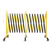 Barrière Industrielle Extensible, Barricade métallique, Chaîne de délimitation Facile à Monter avec roulettes, Barrière Mobile d'extérieur, Barrière Jaune et Noire (1, 7m)