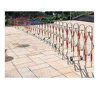 Barrière métallique extensible avec roues - Clôture de circulation rétractable portable en acier inoxydable - Barrière de sécurité extérieure réglable pour événements