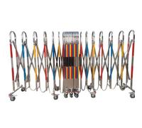 Barrière métallique Extensible sur Roues - Clôture de sécurité routière rétractable en Acier Inoxydable pour Chantiers extérieurs, Jardins d'enfants et glissières de sécu
