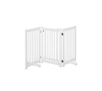 PawHut Barrière de sécurité Chien barrière modulable Pliable barrière Chien à Poser avec Porte verrouillable intégrée 155 x 35,5 x 76 cm MDF Blanc