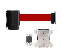 Barrière murale magnétique rétractable - Ceinture de sécurité rouge 2/3/5/10 m dans un boîtier noir robuste for le contrôle des foules, barrière file d'attente, séparateur ligne(10M/32FT)