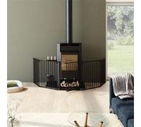 Barrière Pare-feu de cheminée ou poêle à bois 6 Pans - 360 cm - Noir Noir G
