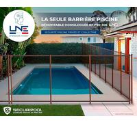 Barrière piscine démontable SECURIPOOL Marron Chocolat 1m fixations 16mm